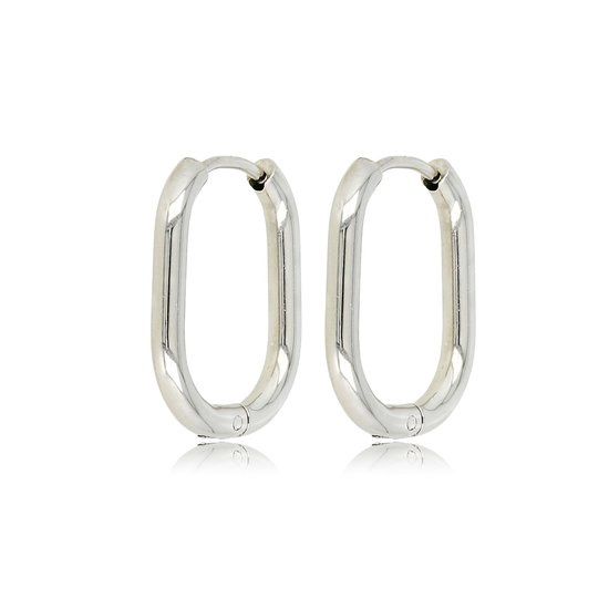Zilverkleurige ovale oorring – 20 x 2,5 mm - My Bendel