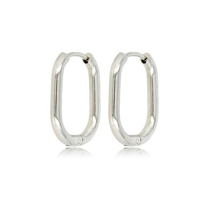 Zilverkleurige ovale oorring – 20 x 2,5 mm - My Bendel