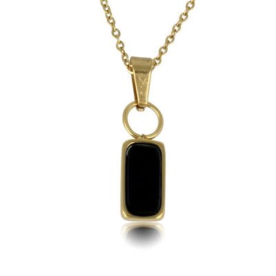 Goudkleurige ketting met Onyx hanger - My Bendel
