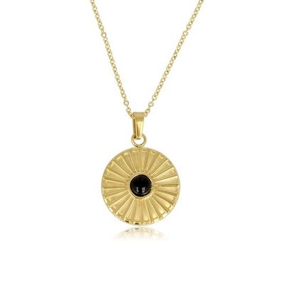 Goudkleurige ketting met zonnetje en Onyx - My Bendel