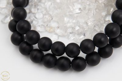 Zwarte Obsidiaan herenarmband L mat 8mm