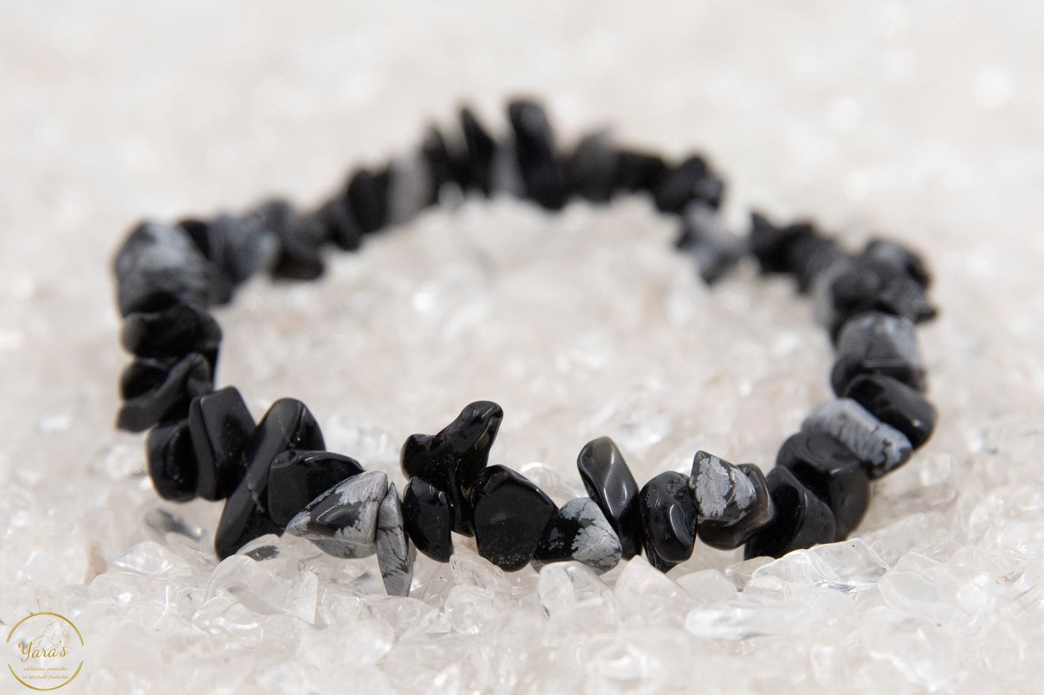 Sneeuwvlok Obsidiaan armband split