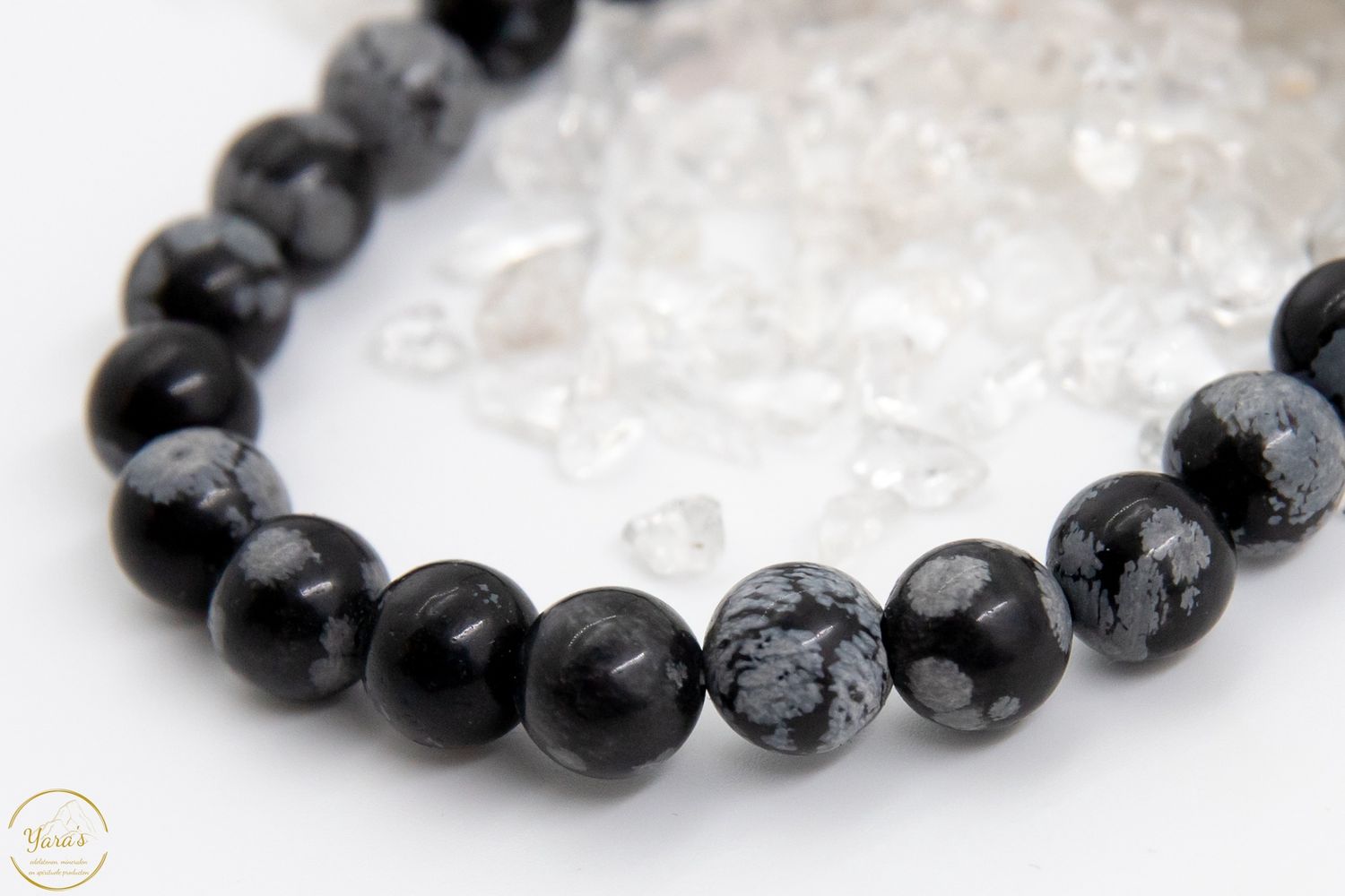 Sneeuwvlok Obsidiaan Armband 8mm