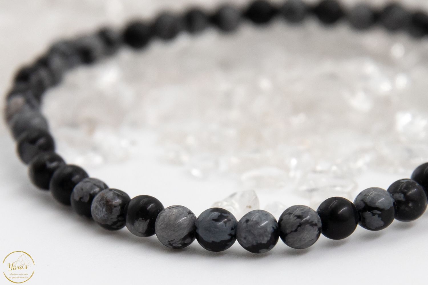 Sneeuwvlok Obsidiaan Armband 4mm