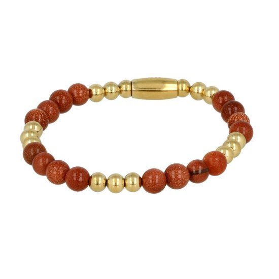 Goudkleurige elastische armband met goudstroom edelstenen - My Bendel