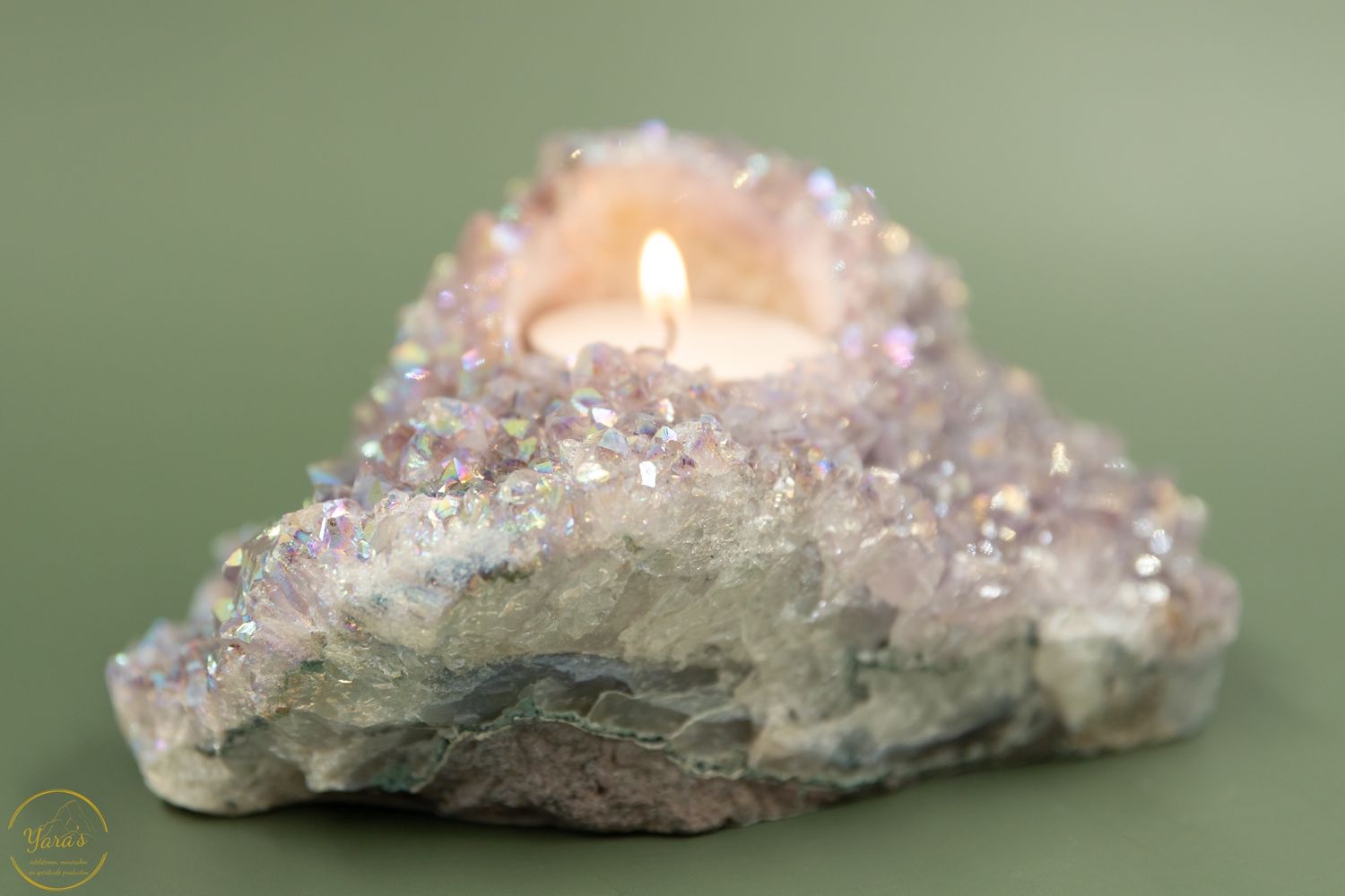 Angel aura op amethist theelichthouder - 11090