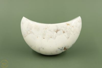 Witte pluim agaat maan - 177 gram