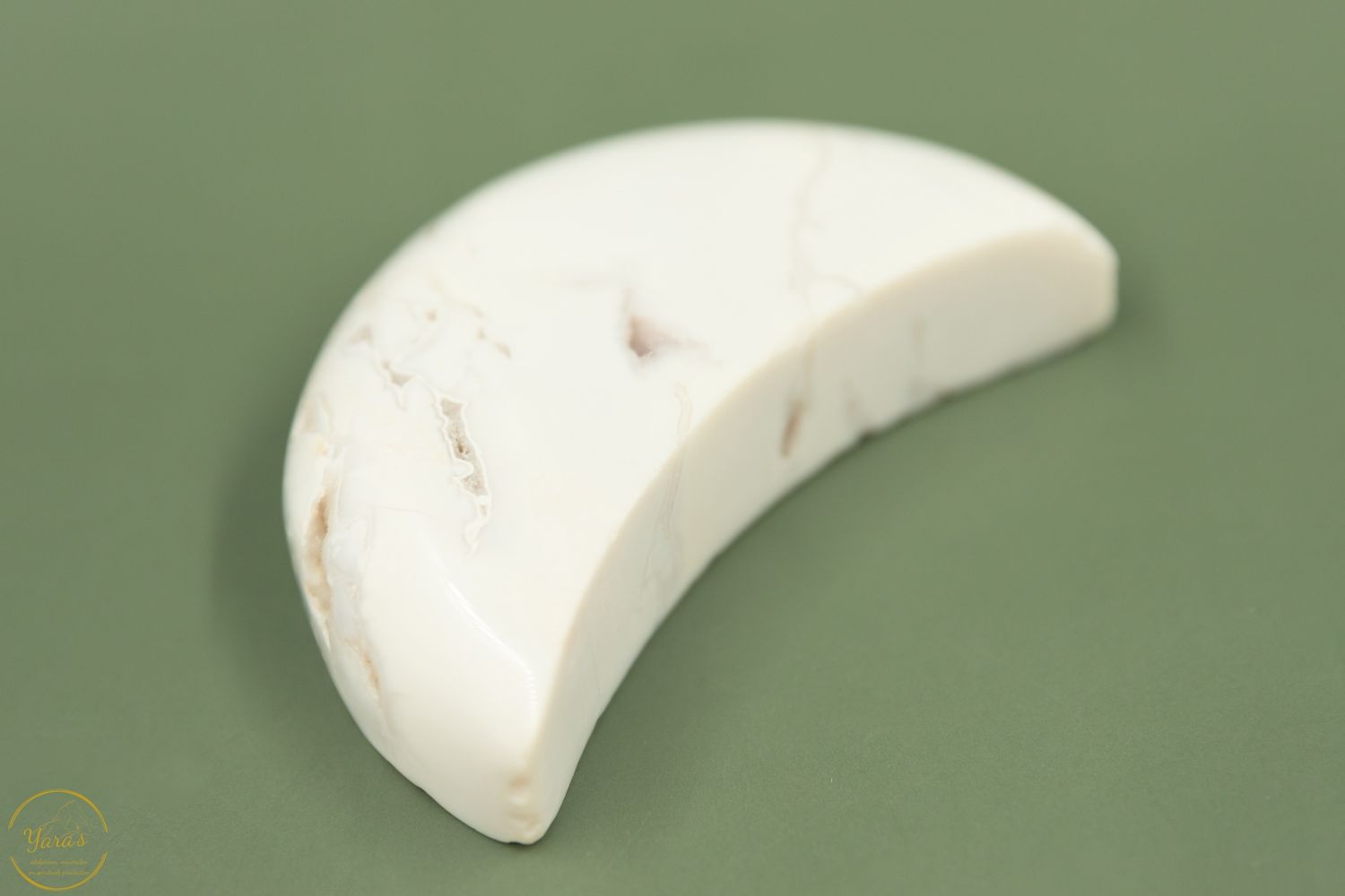 Witte pluim agaat maan - 164 gram