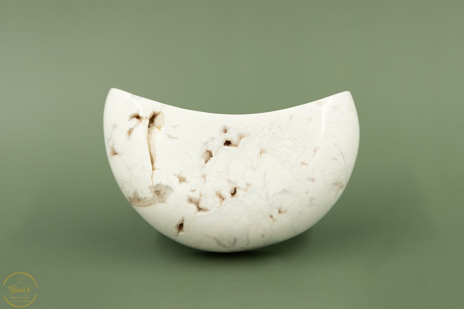 Witte pluim agaat maan - 168 gram
