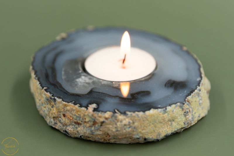 Agaat theelichthouder 1 gat - 332 gram