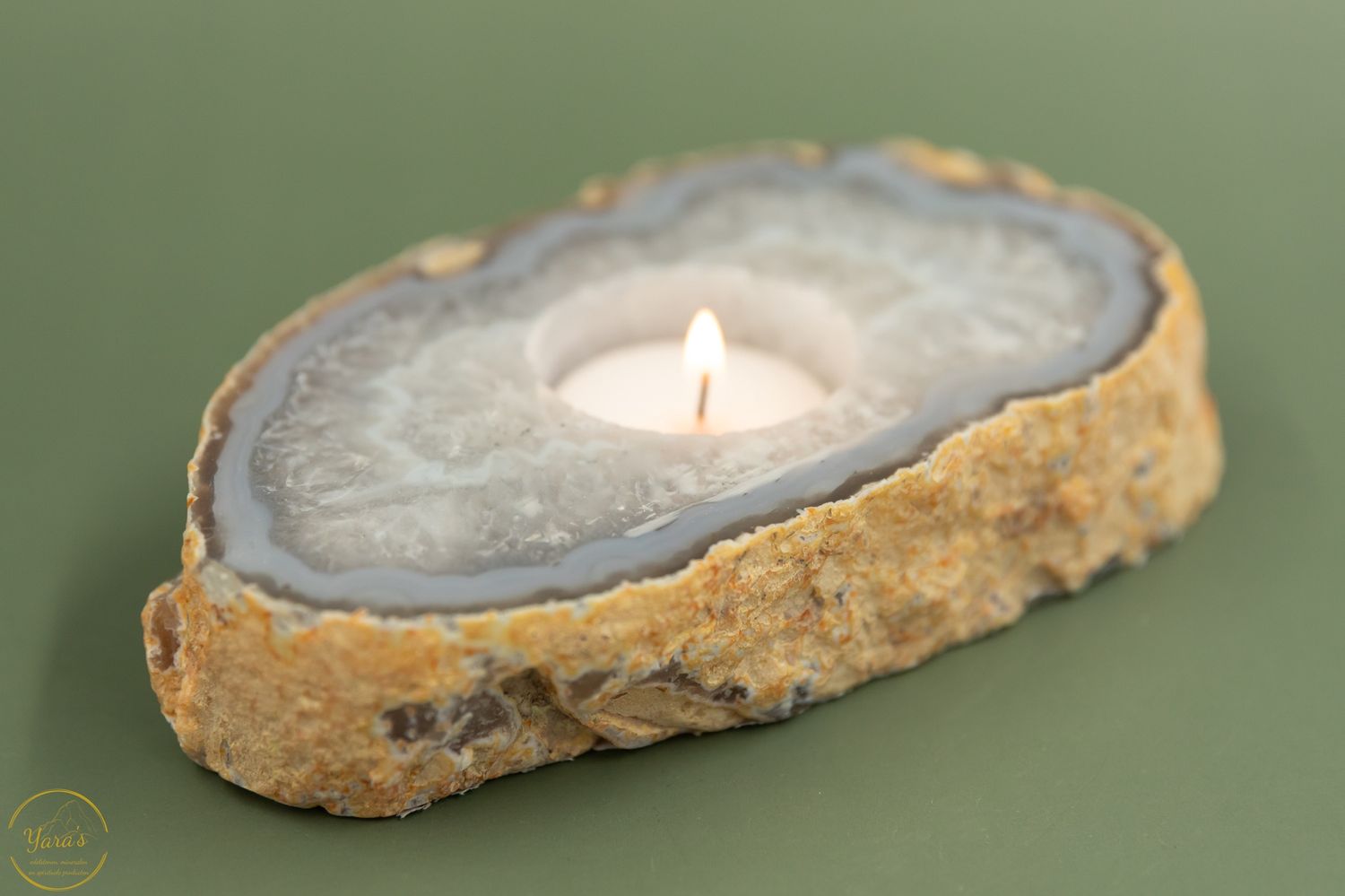 Agaat theelichthouder 1 gat - 724 gram