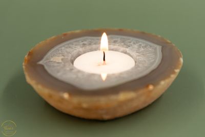 Agaat theelichthouder 1 gat - 296 gram