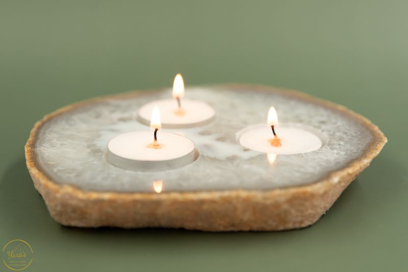 Agaat theelichthouder 3 gaten - 746 gram