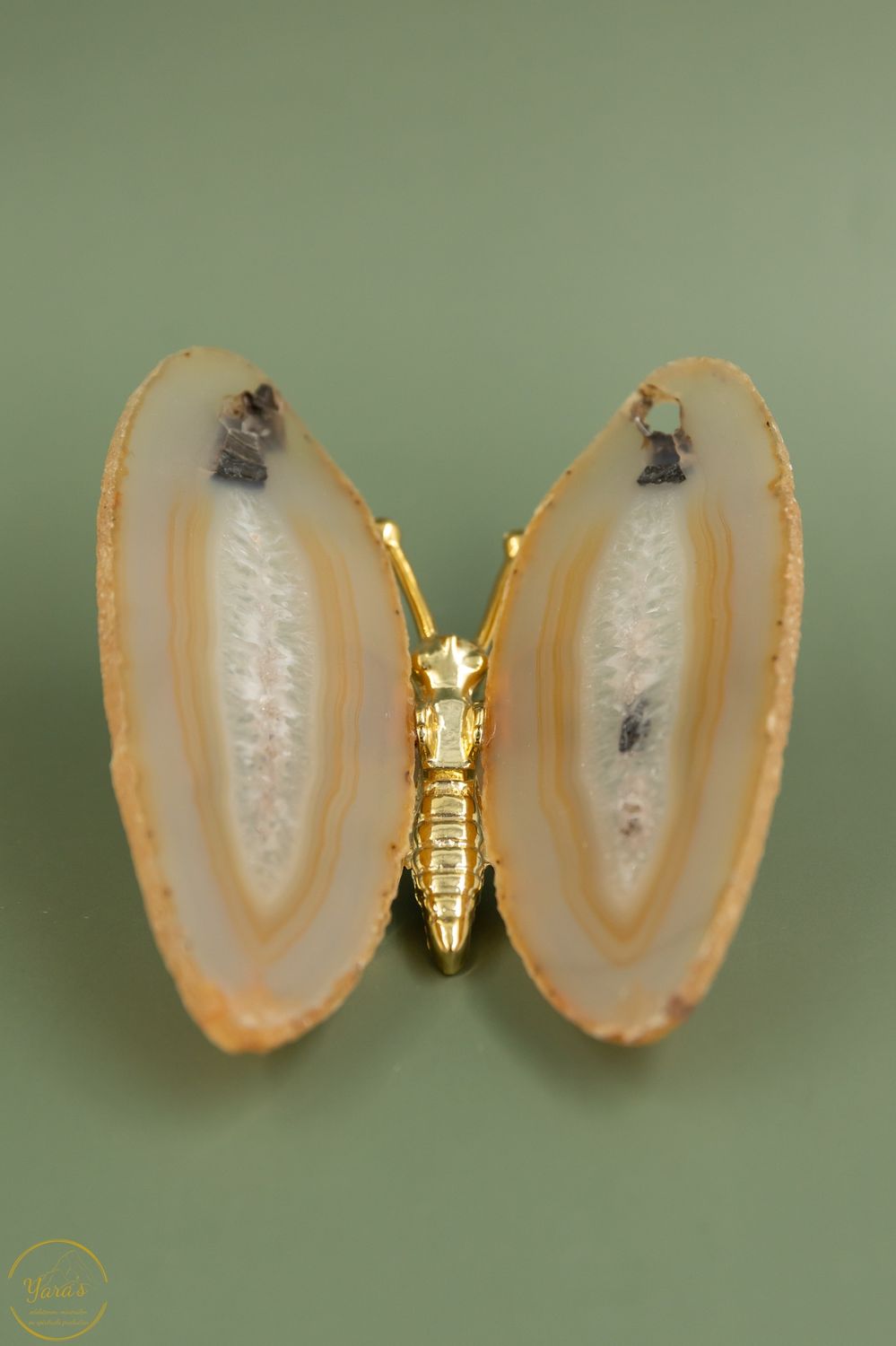 Agaat vlinder goud - 168 gr