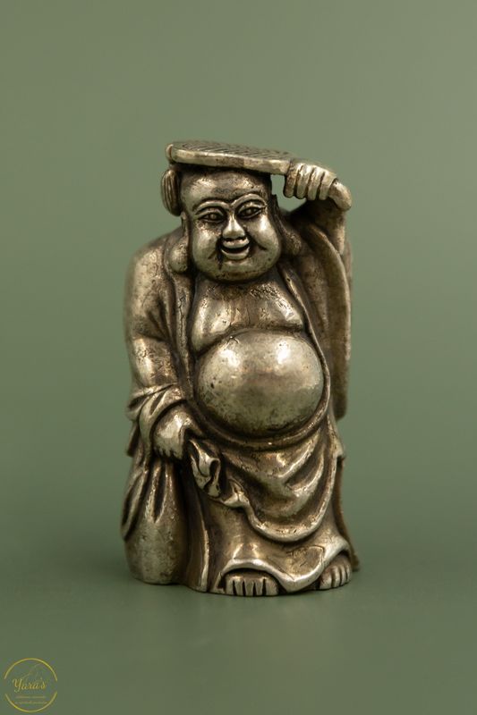 Beeldje Hotei brons verzilverd staand 5,5cm