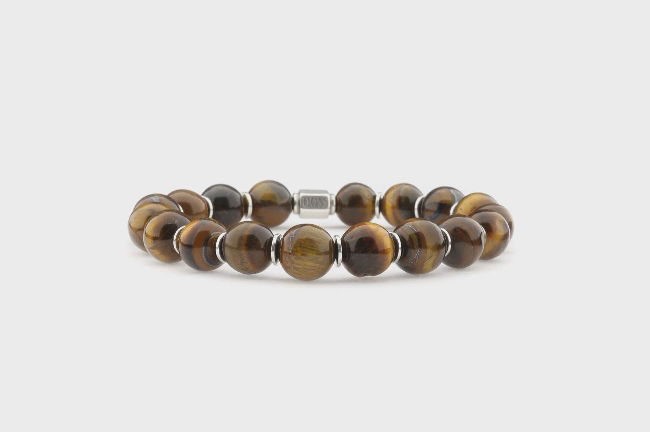 Qoss - ONNO-tiger eye+platte kraal-XL Tijgeroog