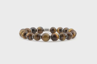 Qoss - ONNO-tiger eye+platte kraal-L - Tijgeroog