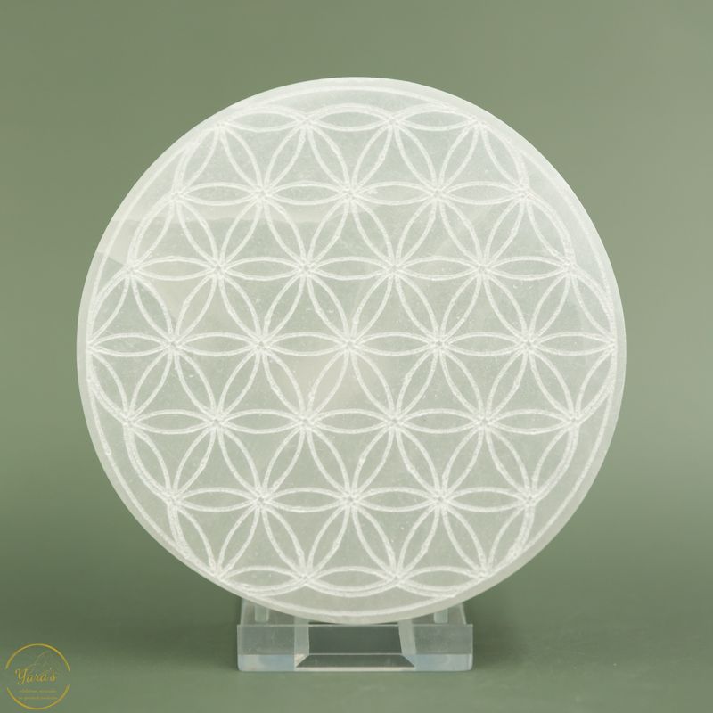 Seleniet schijf flower of life - 10 cm