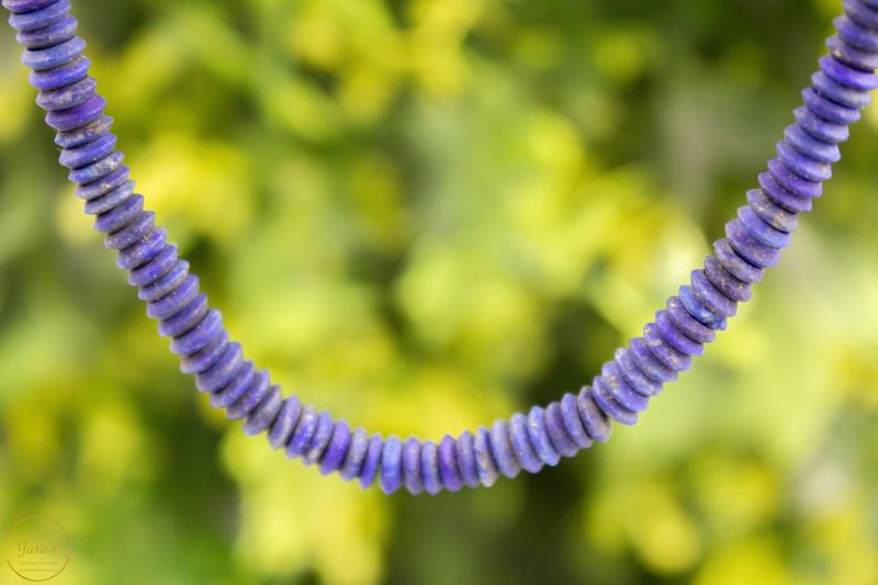 Lapis Lazuli platte ronde kraal groot 45 cm zilver - Afghanistan