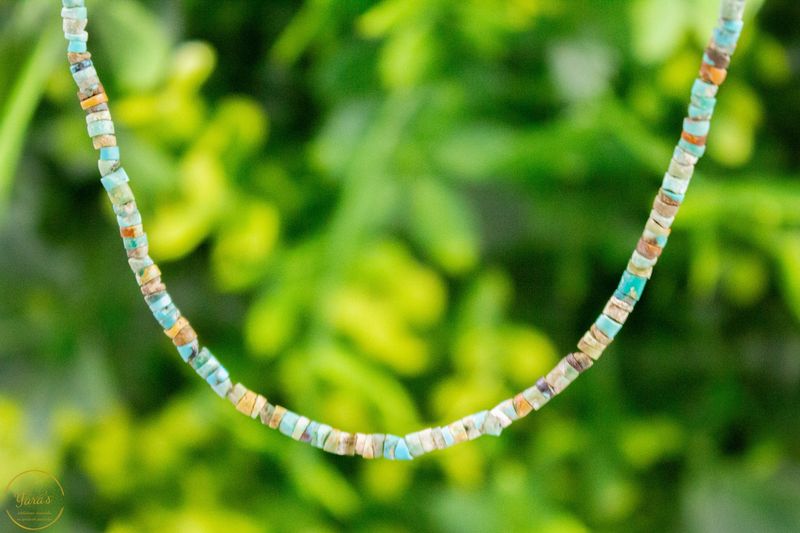 Turkoois ketting kleine kraal 45cm zilver - Afghanistan