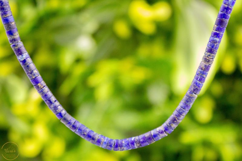 Lapis Lazuli platte ronde kraal 45 cm zilver - Afghanistan