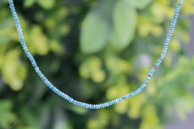 Turkoois ketting kleine ronde/platte kraal 45cm zilver - Afghanistan