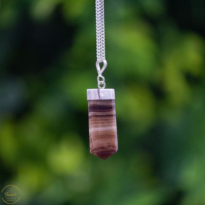 Chocolade bruine Aragoniet hanger zilver - 4.23 gram