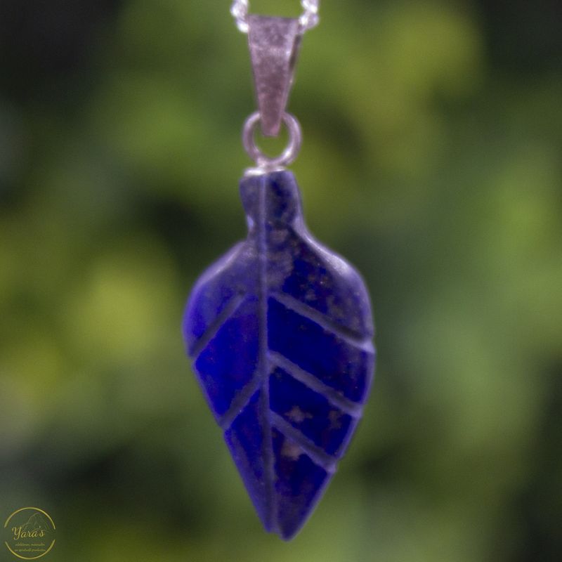 Lapis Lazuli blaadje klein  verzilverd