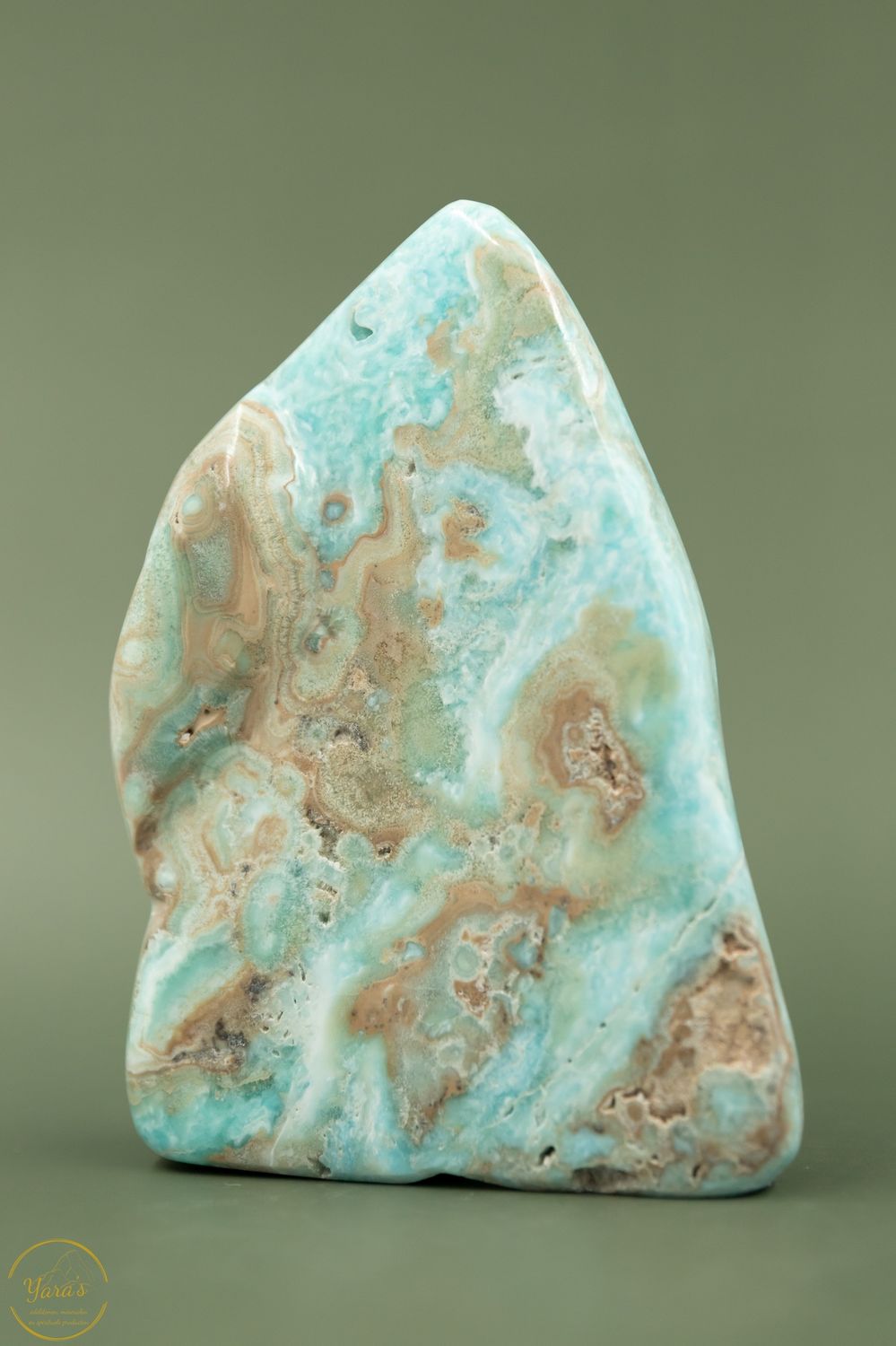 Carribean blue calciet sculptuur gepolijst - 624 gram
