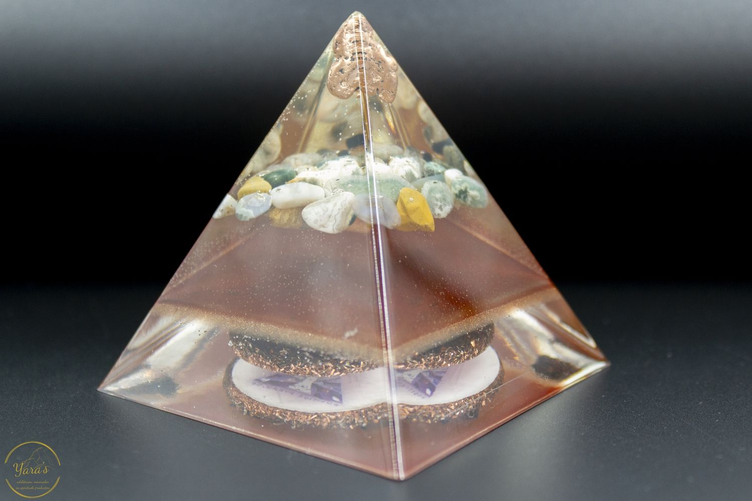 Piramide klein - koper met Oceaan Jaspis