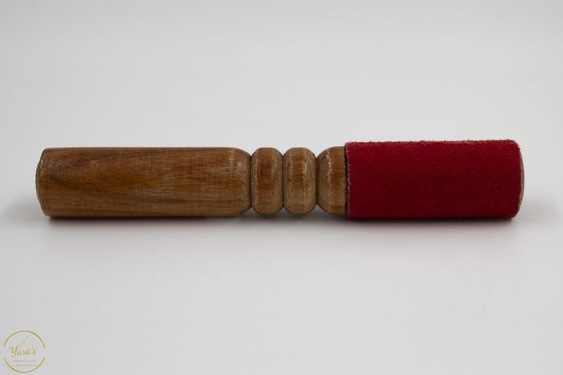 Klankschaal klopper hout/leer klein rood