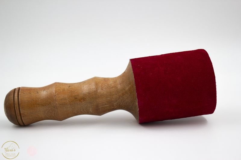 Klankschaal klopper hout/leer rood 55mm