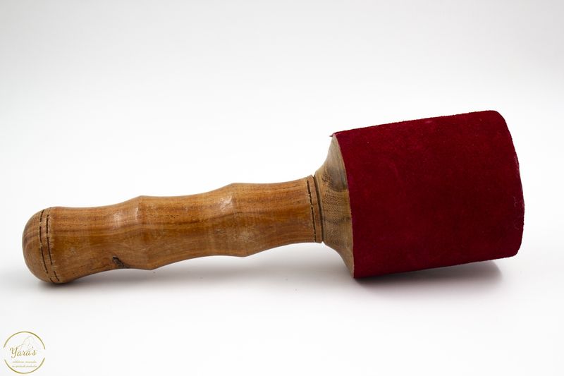 Klankschaal klopper hout/leer rood 65-75mm