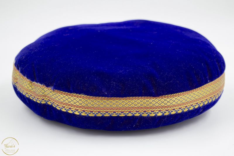 Kussen Blauw Fluweel klankschaal 25cm XXL