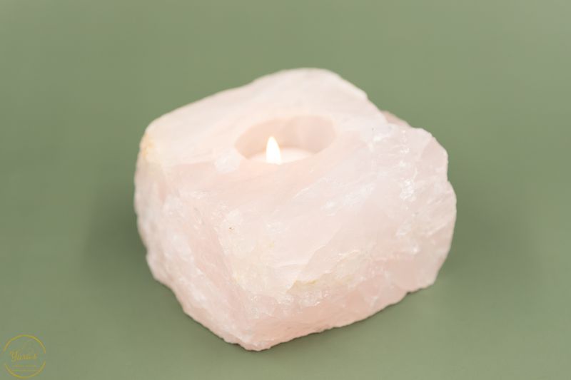 Rozenkwarts theelichthouder ruw