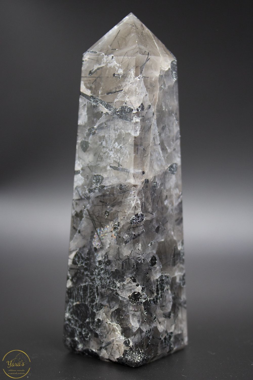 Toermalijn kwarts obelisk - 154 gram