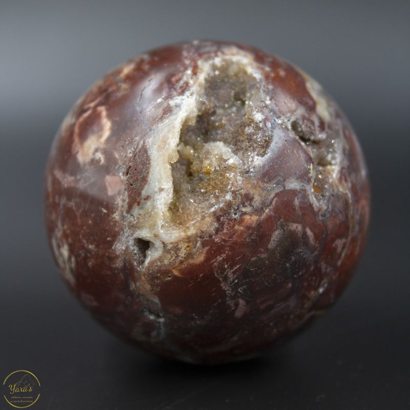 Rode jaspis bol met druzy uit Indonesië - 5cm