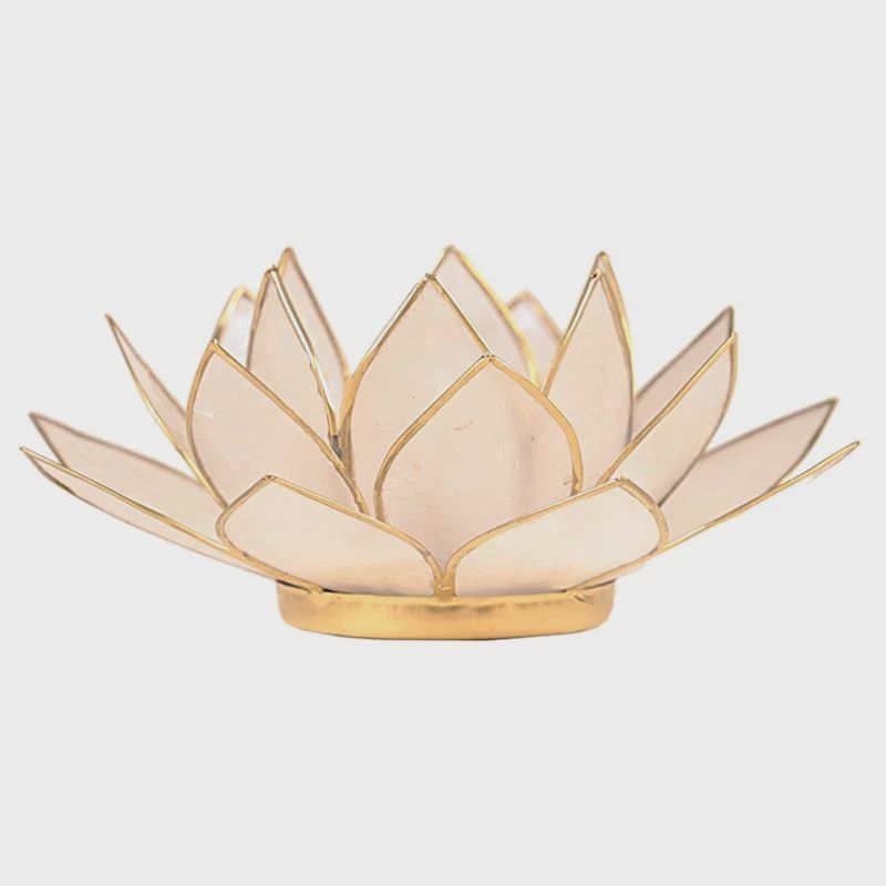 Lotus Sfeerlicht naturel goudrand - 13,5cm