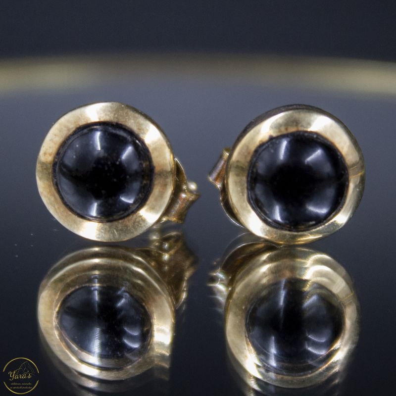 Onyx Studs Verguld 4mm