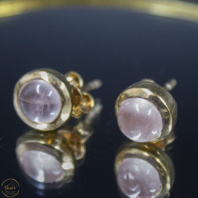 Rozenkwarts Studs Verguld 7mm