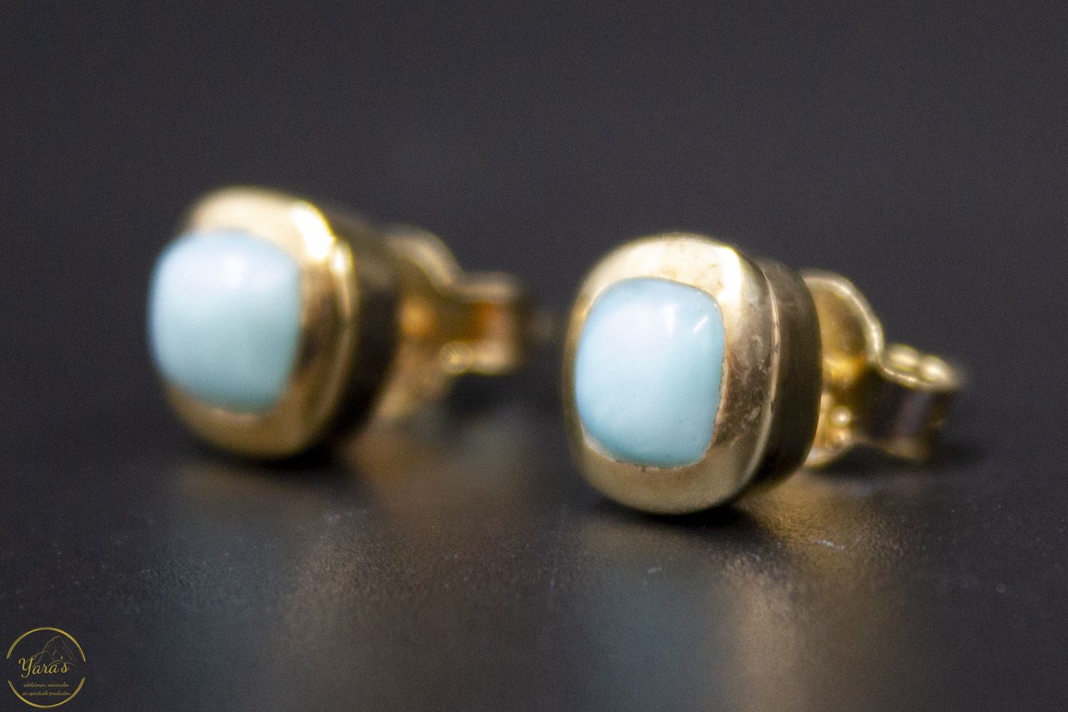 Larimar Studs Zilver Verguld