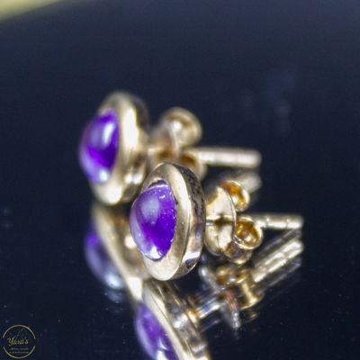 Amethist Studs Verguld 7mm