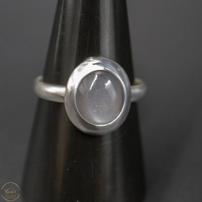 Maansteen ring ovaal zilver maat 18