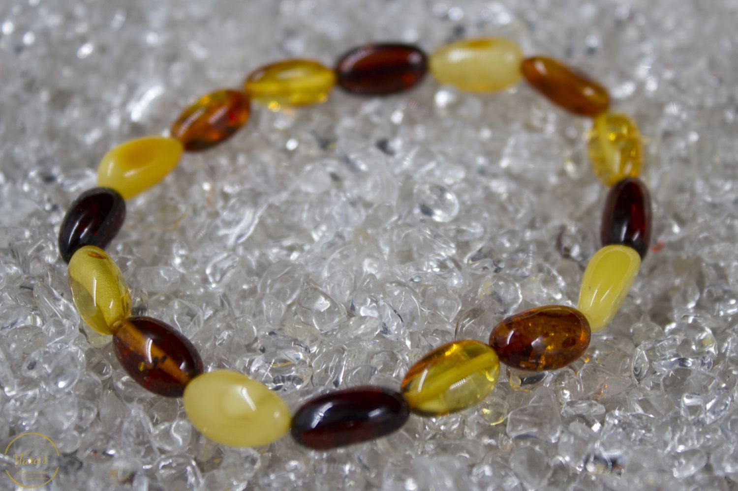 Barnsteen armband ovaal gemêleerd