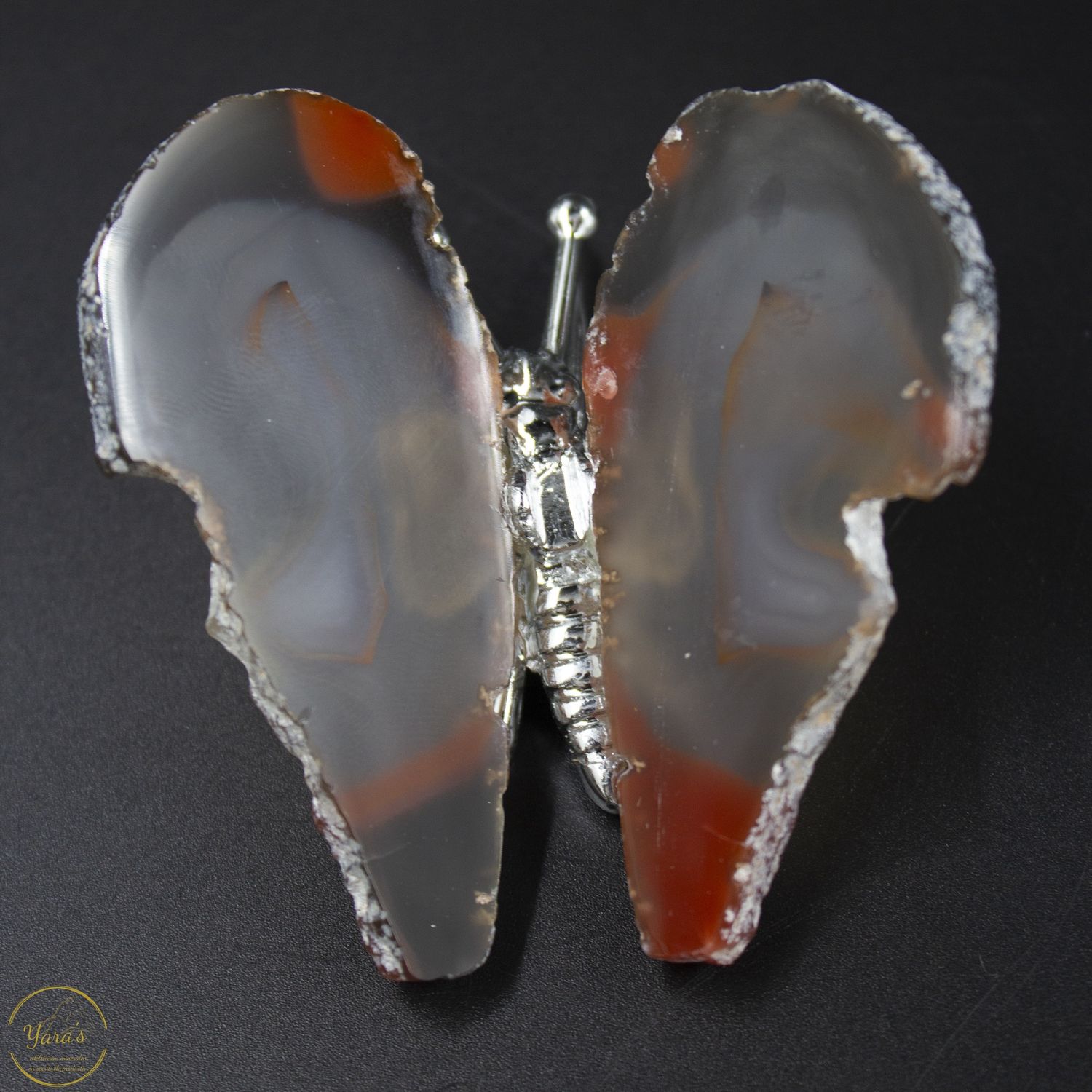 Agaat vlinder zilver - 65 gram.