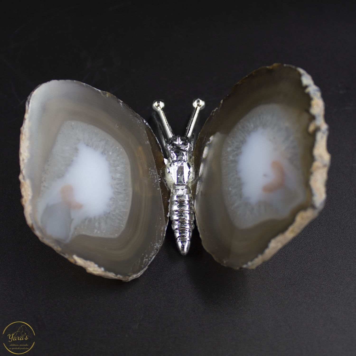 Agaat vlinder zilver - 71 gram