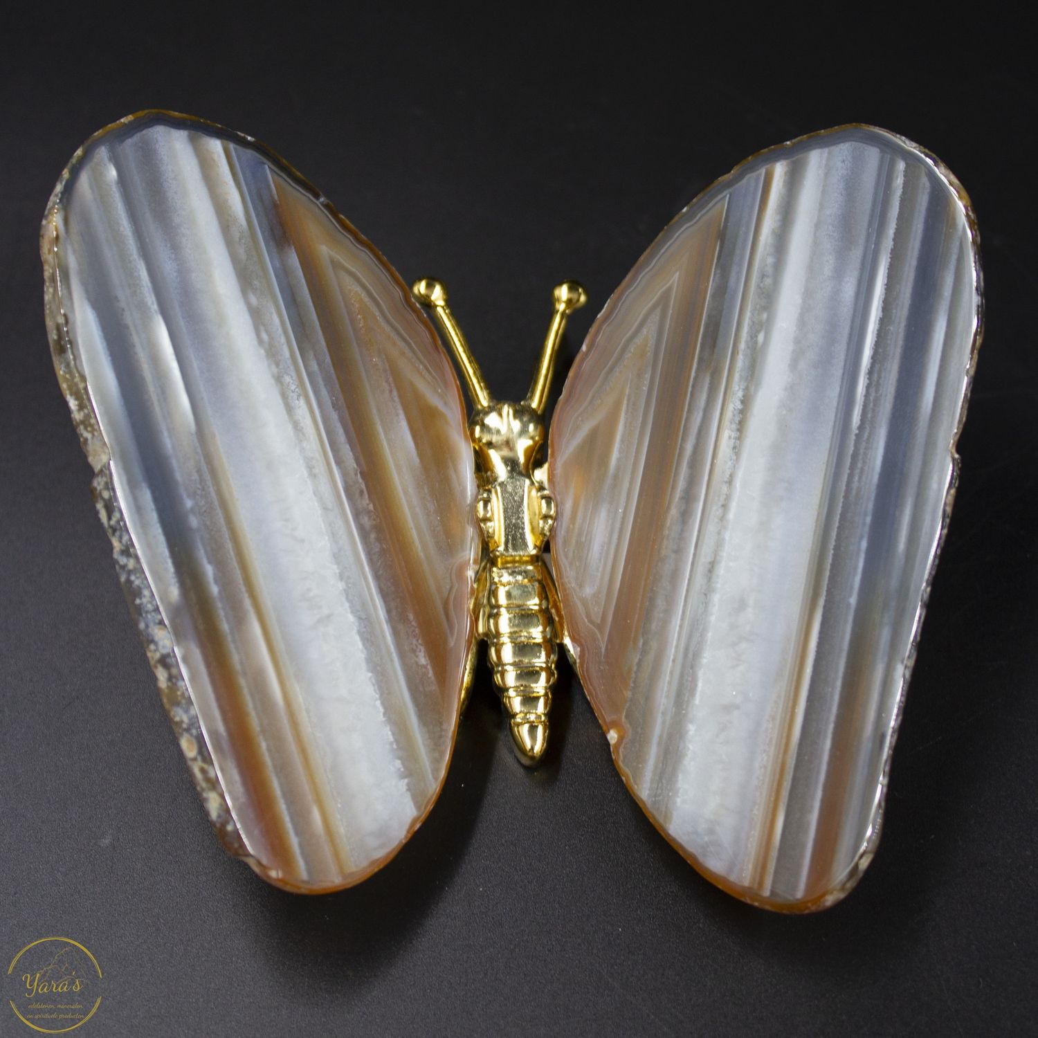 Agaat vlinder goud - 191 gram