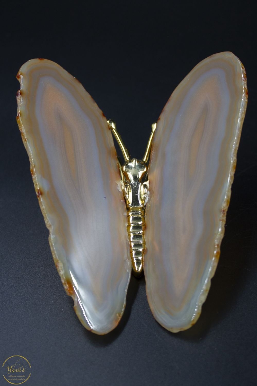 Agaat vlinder goud - 143 gram