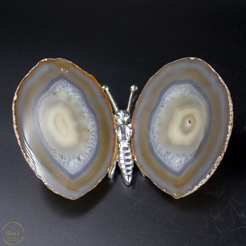 Agaat vlinder zilver - 171 gram