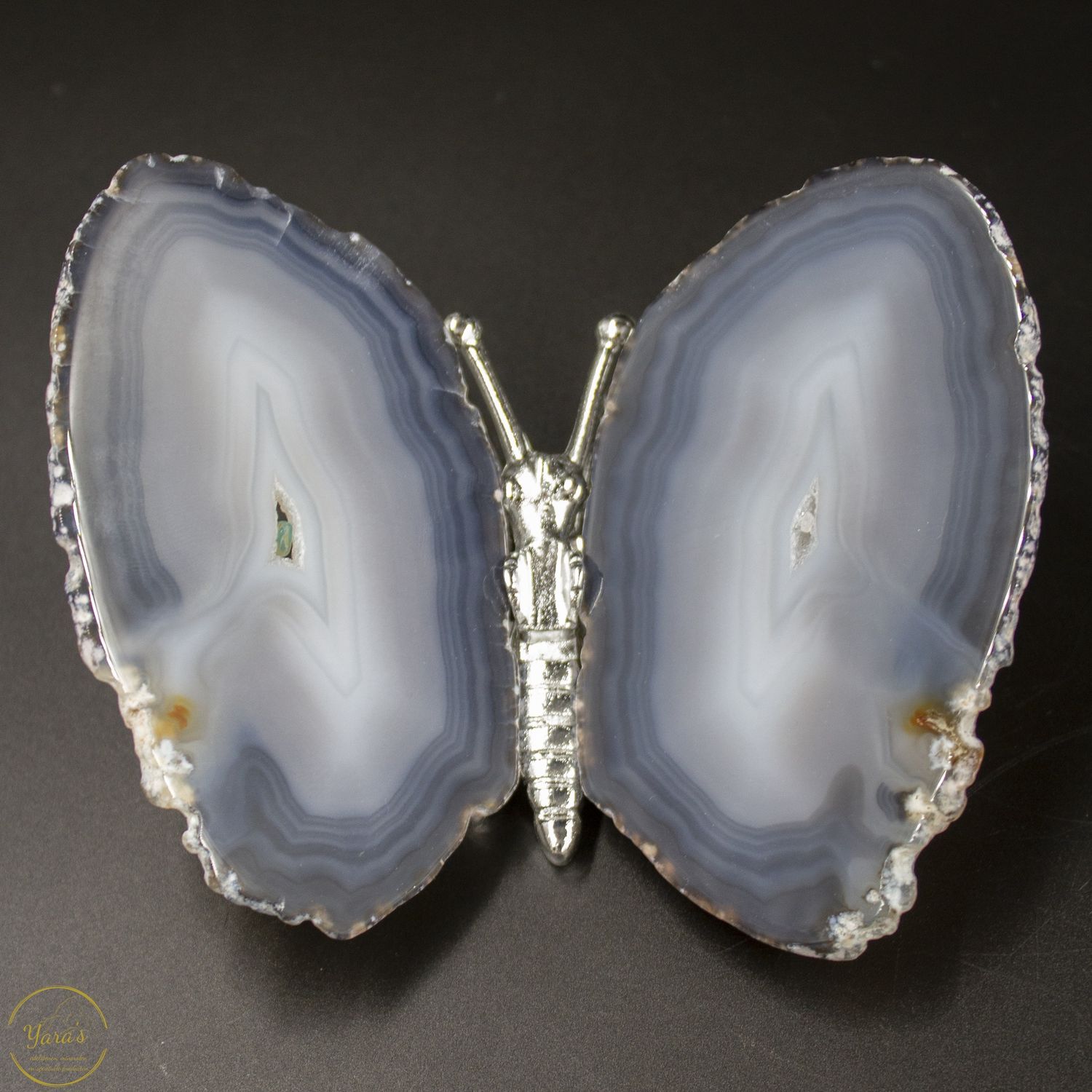 Agaat vlinder zilver - 167 gram.